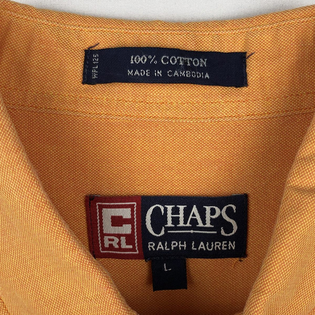 Ralph Lauren CHAPS short-sleeved button-down shirt, men's size L cotton orange type Vintage Second Hand