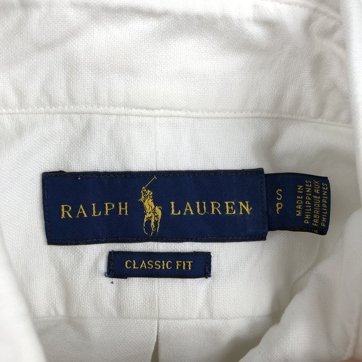 Ralph Lauren Classic Fit Short-Sleeve Button-Down Shirt, Men's Size S (approx.) cotton white type Vintage Second Hand