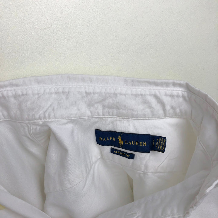 Ralph Lauren Classic Fit Short-Sleeve Button-Down Shirt, Men's Size S (approx.) cotton white type Vintage Second Hand