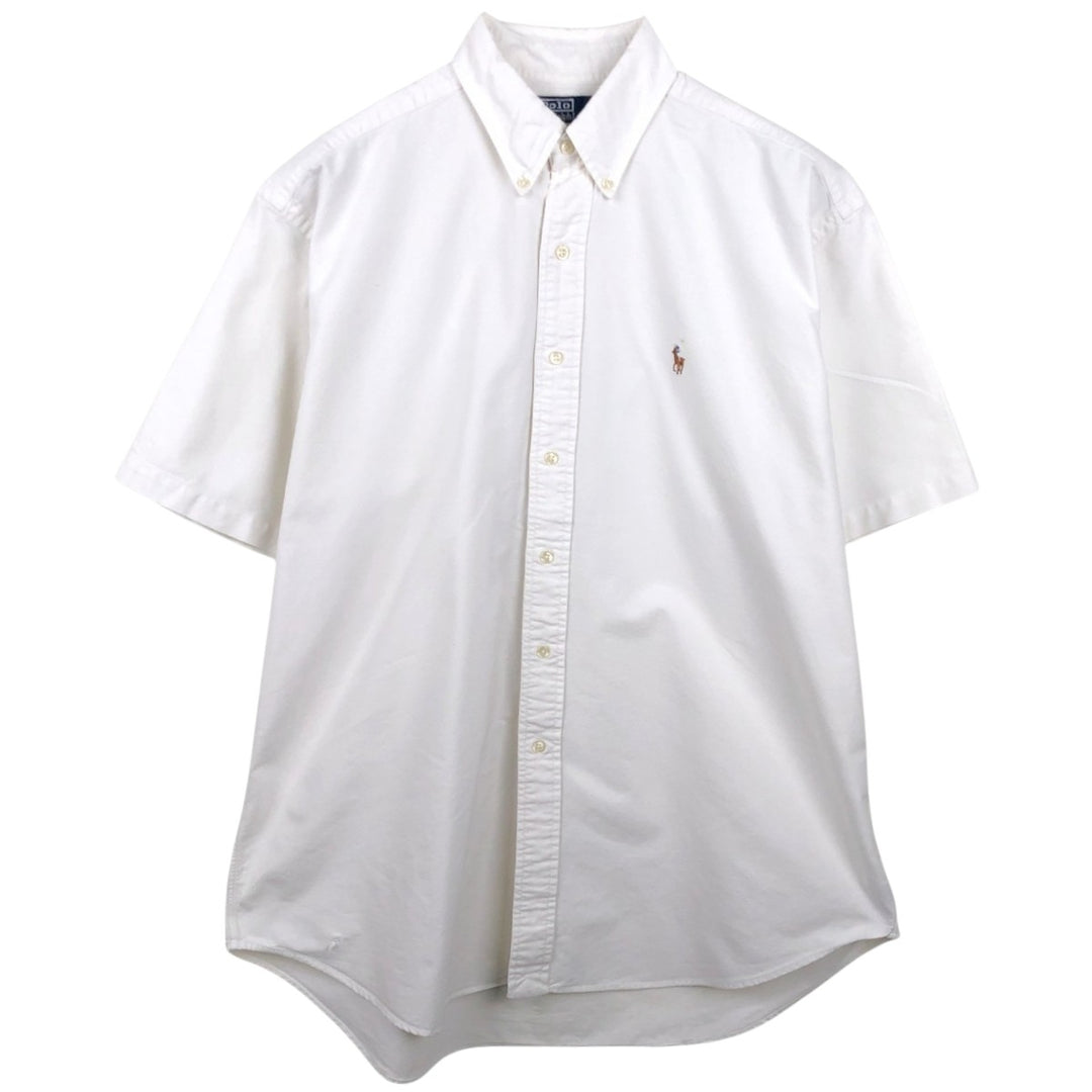 Ralph Lauren POLO by Ralph Lauren BLAKE Short-Sleeve Button-Down Shirt, Men's Size L (approx.) cotton white type Vintage Second Hand