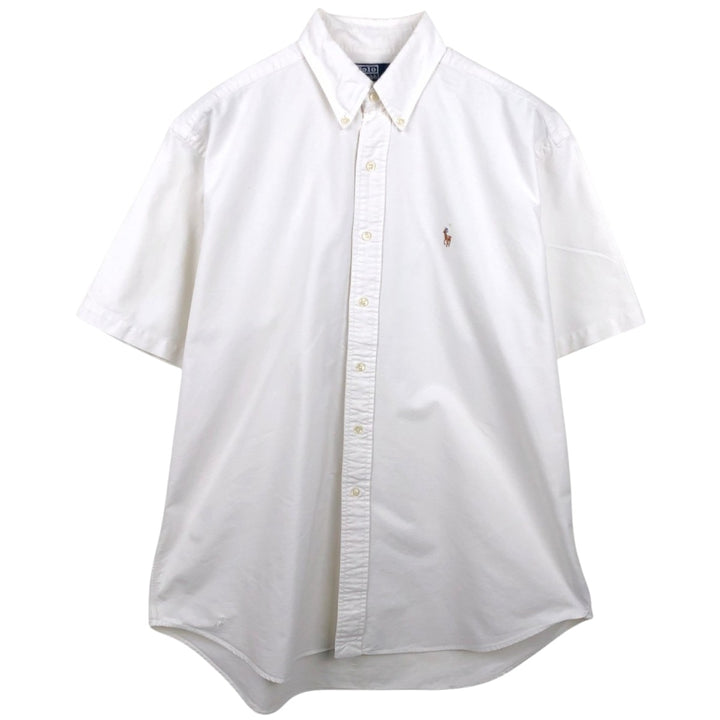 Ralph Lauren POLO by Ralph Lauren BLAKE Short-Sleeve Button-Down Shirt, Men's Size L (approx.) cotton white type Vintage Second Hand