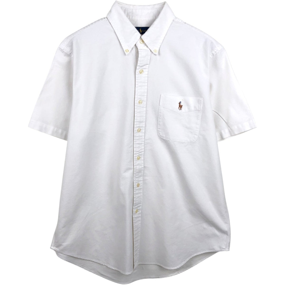 Ralph Lauren Classic Fit Short-Sleeve Button-Down Shirt, Men's Size L (approx.) cotton white type Vintage Second Hand