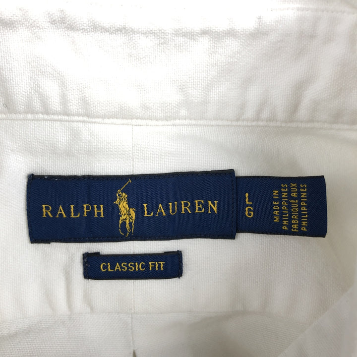 Ralph Lauren Classic Fit Short-Sleeve Button-Down Shirt, Men's Size L (approx.) cotton white type Vintage Second Hand