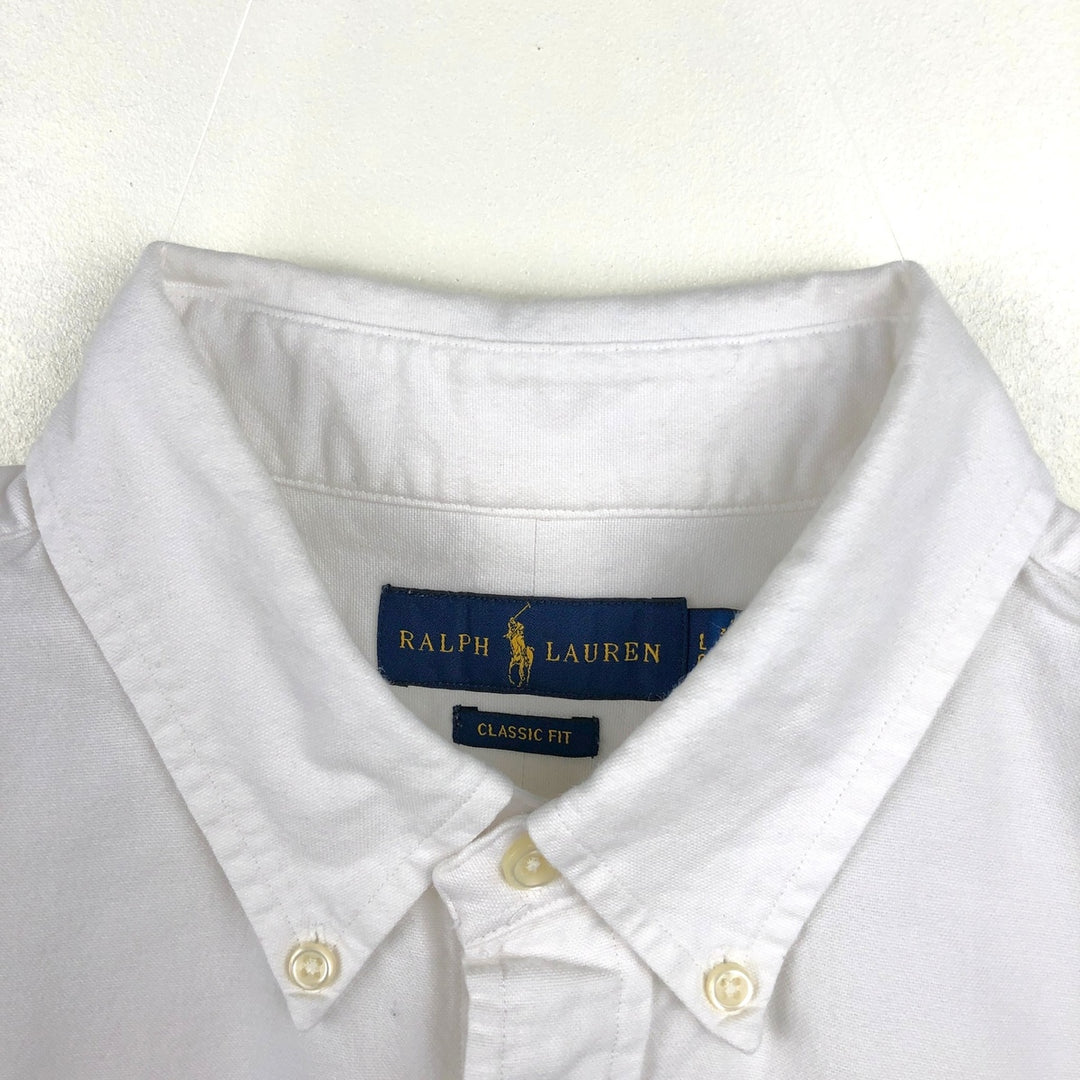 Ralph Lauren Classic Fit Short-Sleeve Button-Down Shirt, Men's Size L (approx.) cotton white type Vintage Second Hand
