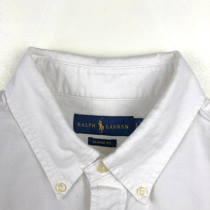 Ralph Lauren Classic Fit Short-Sleeve Button-Down Shirt, Men's Size L (approx.) cotton white type Vintage Second Hand