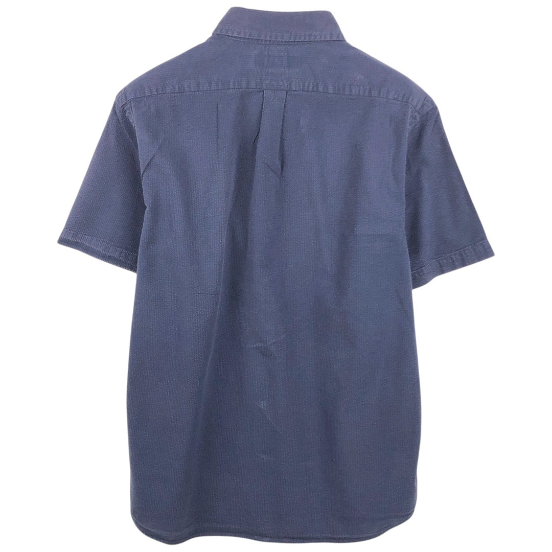 Ralph Lauren Classic Fit RL Untucked Fit Seersucker Short-Sleeve Button-Down Shirt, Men's Size M (approx.) cotton navy blue type Vintage Second Hand