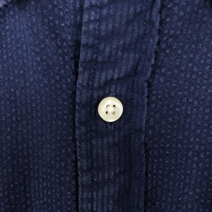 Ralph Lauren Classic Fit RL Untucked Fit Seersucker Short-Sleeve Button-Down Shirt, Men's Size M (approx.) cotton navy blue type Vintage Second Hand