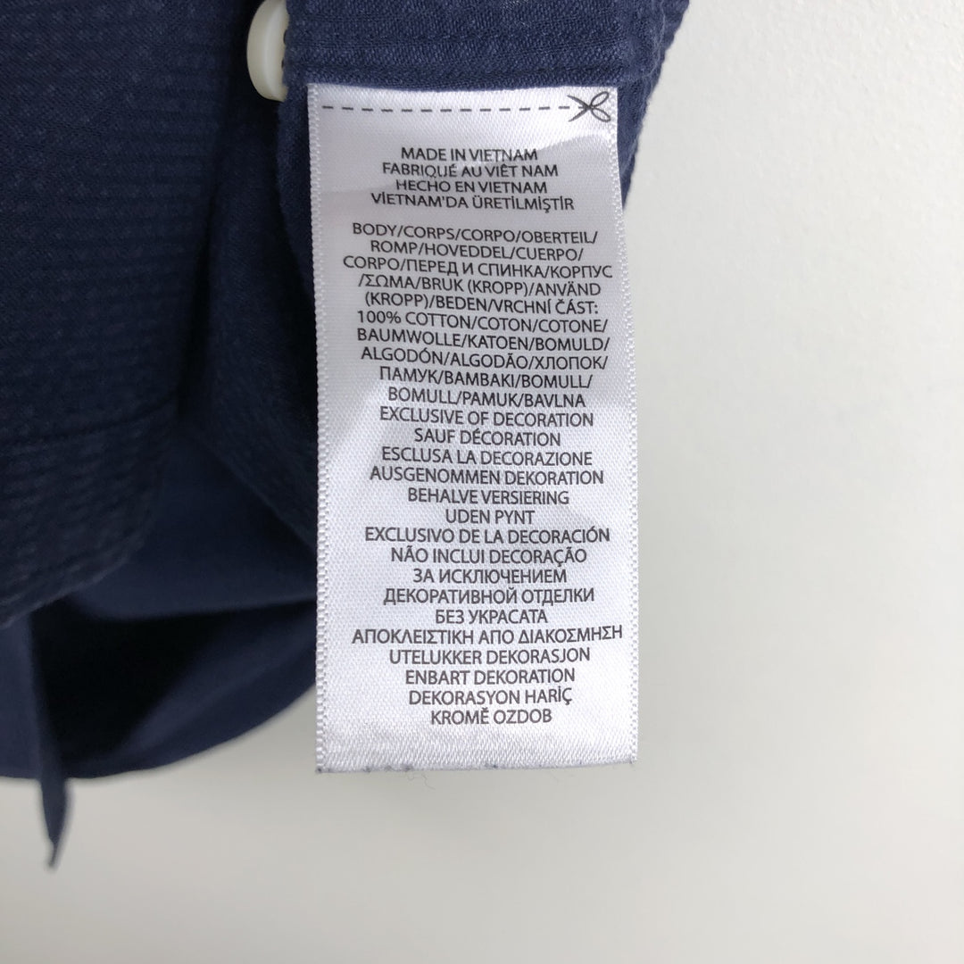 Ralph Lauren RALPH LAUREN CUSTOM FIT Seersucker Short-Sleeve Button-Down Shirt, Men's Size S (approx.) cotton navy blue type Vintage Second Hand