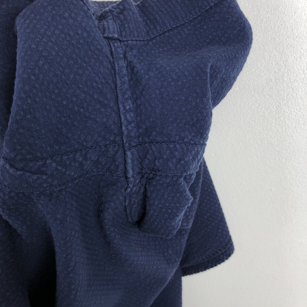 Ralph Lauren RALPH LAUREN CUSTOM FIT Seersucker Short-Sleeve Button-Down Shirt, Men's Size S (approx.) cotton navy blue type Vintage Second Hand