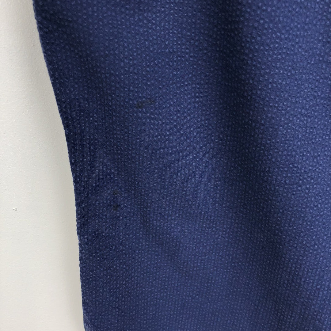 Ralph Lauren Seersucker Short-Sleeve Button-Down Shirt, Men's Size M (approx.) cotton navy blue type Vintage Second Hand