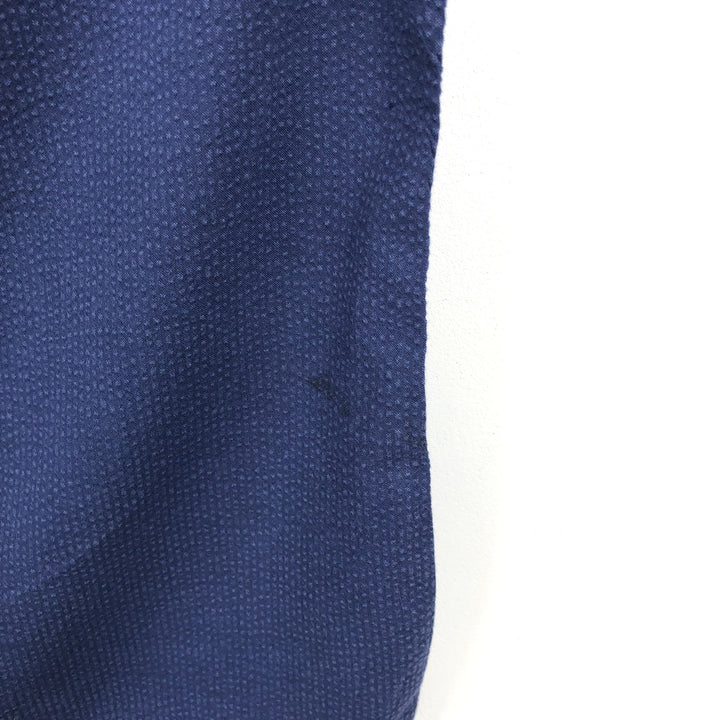 Ralph Lauren Seersucker Short-Sleeve Button-Down Shirt, Men's Size M (approx.) cotton navy blue type Vintage Second Hand