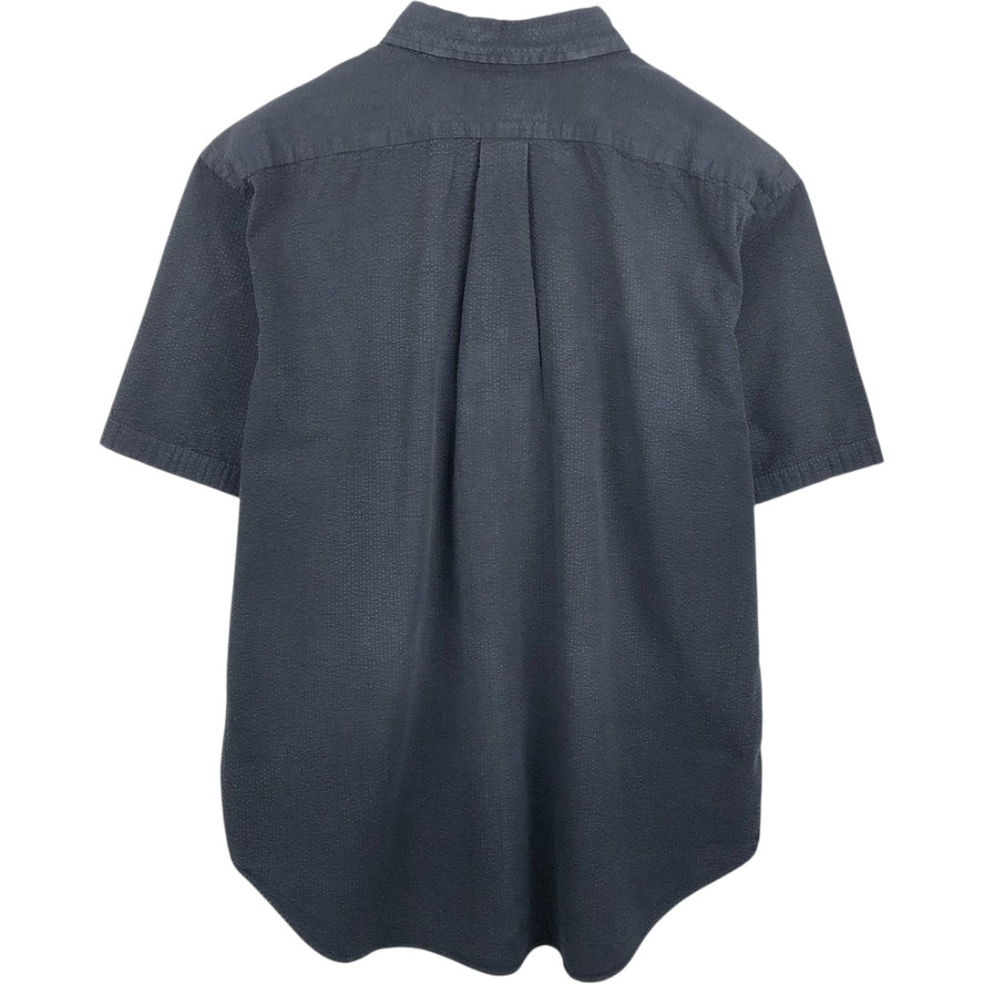 Ralph Lauren CLASSIC FIT seersucker short-sleeve button-down shirt, men's size XL (approx.) cotton black type Vintage Second Hand