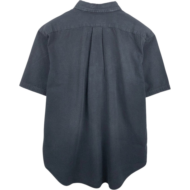 Ralph Lauren CLASSIC FIT seersucker short-sleeve button-down shirt, men's size XL (approx.) cotton black type Vintage Second Hand