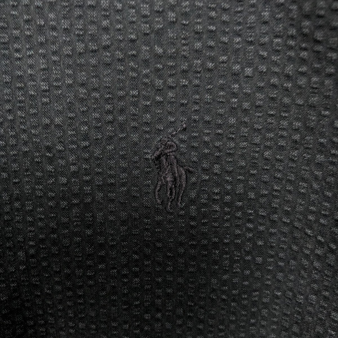 Ralph Lauren CLASSIC FIT seersucker short-sleeve button-down shirt, men's size XL (approx.) cotton black type Vintage Second Hand