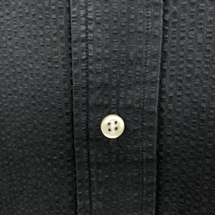 Ralph Lauren CLASSIC FIT seersucker short-sleeve button-down shirt, men's size XL (approx.) cotton black type Vintage Second Hand