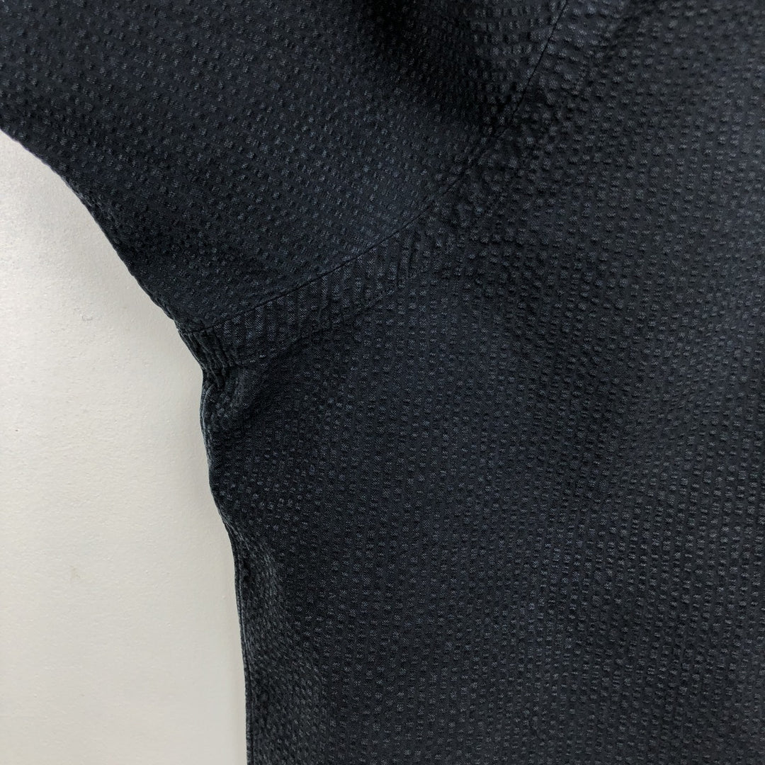 Ralph Lauren CLASSIC FIT seersucker short-sleeve button-down shirt, men's size XL (approx.) cotton black type Vintage Second Hand