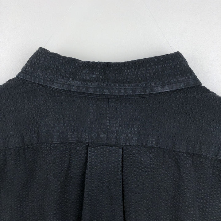 Ralph Lauren CLASSIC FIT seersucker short-sleeve button-down shirt, men's size XL (approx.) cotton black type Vintage Second Hand