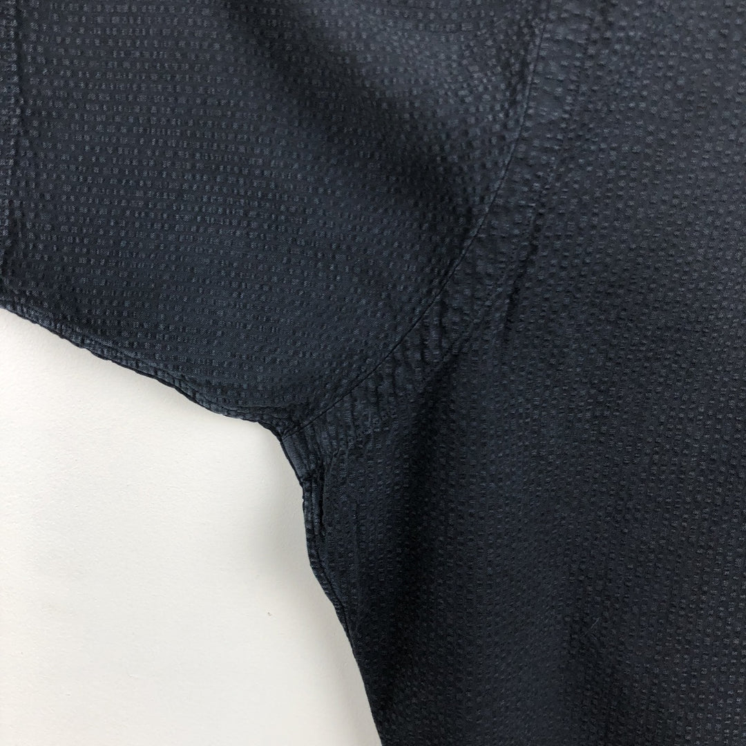 Ralph Lauren CLASSIC FIT seersucker short-sleeve button-down shirt, men's size XL (approx.) cotton black type Vintage Second Hand