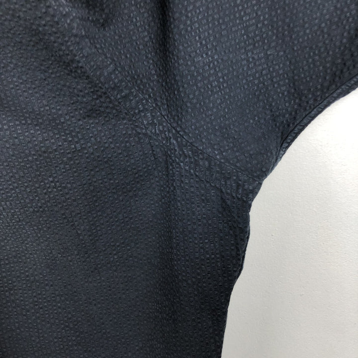 Ralph Lauren CLASSIC FIT seersucker short-sleeve button-down shirt, men's size XL (approx.) cotton black type Vintage Second Hand