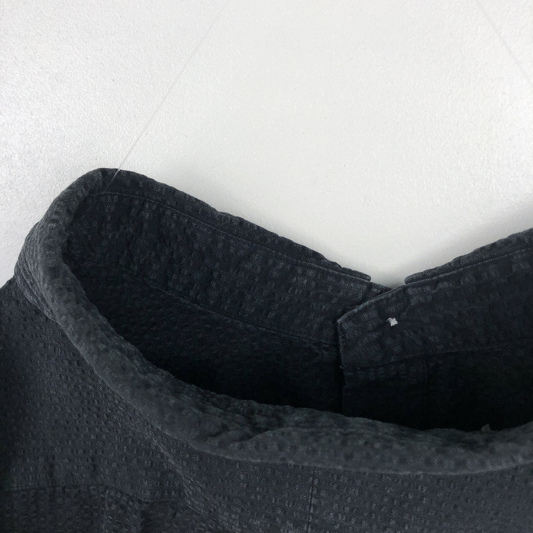 Ralph Lauren CLASSIC FIT seersucker short-sleeve button-down shirt, men's size XL (approx.) cotton black type Vintage Second Hand