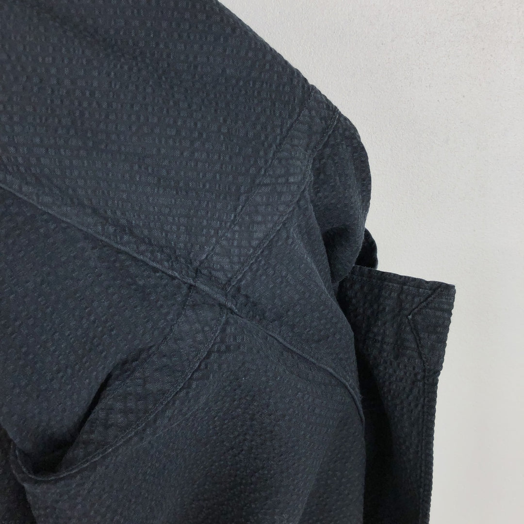 Ralph Lauren CLASSIC FIT seersucker short-sleeve button-down shirt, men's size XL (approx.) cotton black type Vintage Second Hand