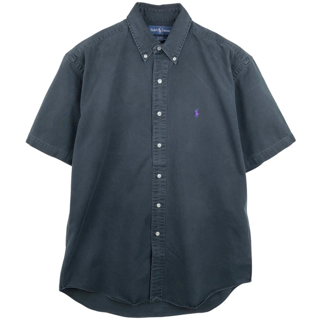 Ralph Lauren BLAKE short sleeve button down shirt, men's size M cotton black type Vintage Second Hand
