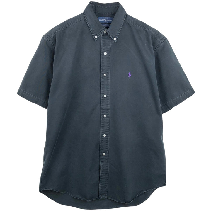 Ralph Lauren BLAKE short sleeve button down shirt, men's size M cotton black type Vintage Second Hand