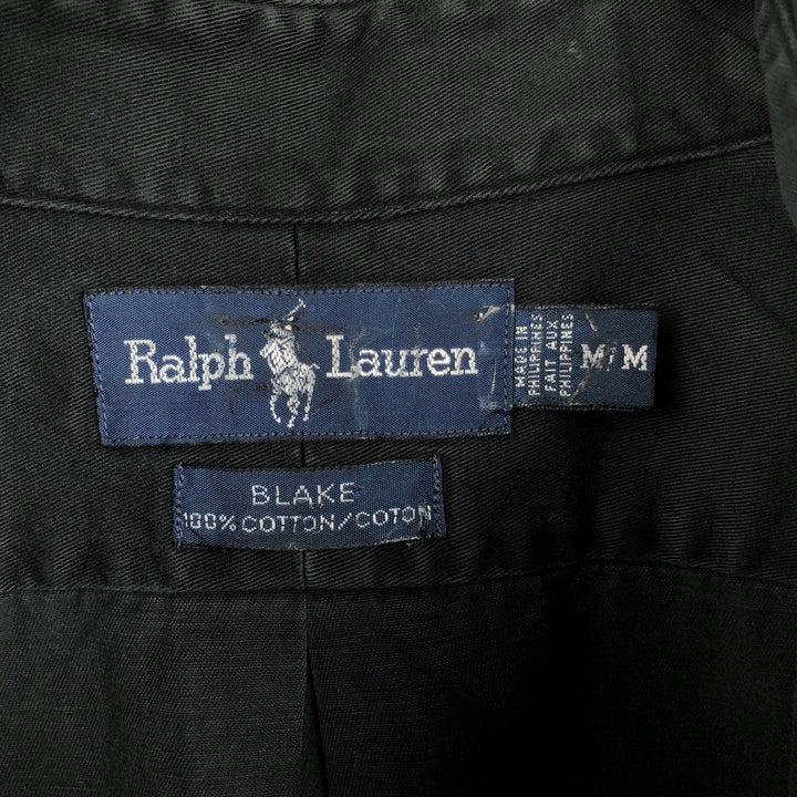 Ralph Lauren BLAKE short sleeve button down shirt, men's size M cotton black type Vintage Second Hand