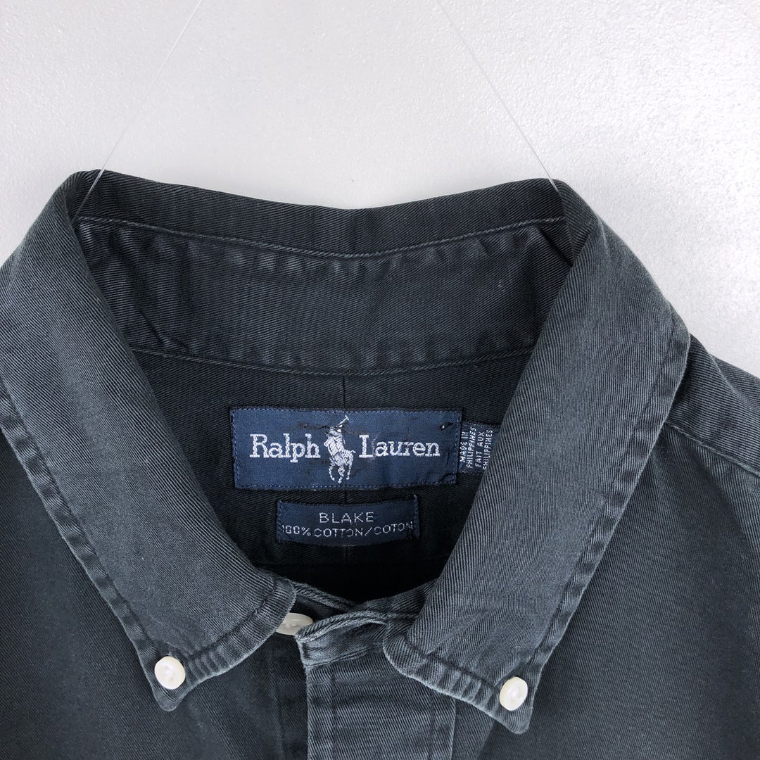 Ralph Lauren BLAKE short sleeve button down shirt, men's size M cotton black type Vintage Second Hand