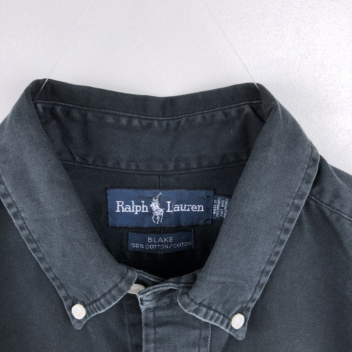 Ralph Lauren BLAKE short sleeve button down shirt, men's size M cotton black type Vintage Second Hand