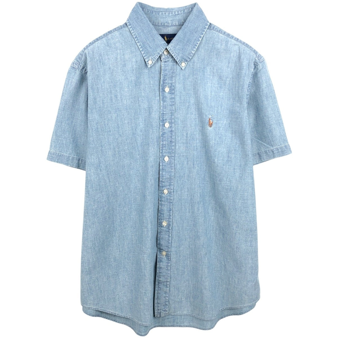Ralph Lauren short-sleeved chambray shirt, men's size L (approx.) cotton blue type Vintage Second Hand