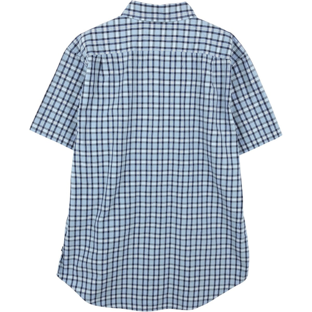 Nautica short-sleeved cotton check shirt (2000s-2019), men's size M (approx.) cotton Blue type light blue Vintage Second Hand