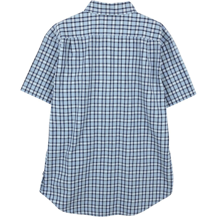 Nautica short-sleeved cotton check shirt (2000s-2019), men's size M (approx.) cotton Blue type light blue Vintage Second Hand