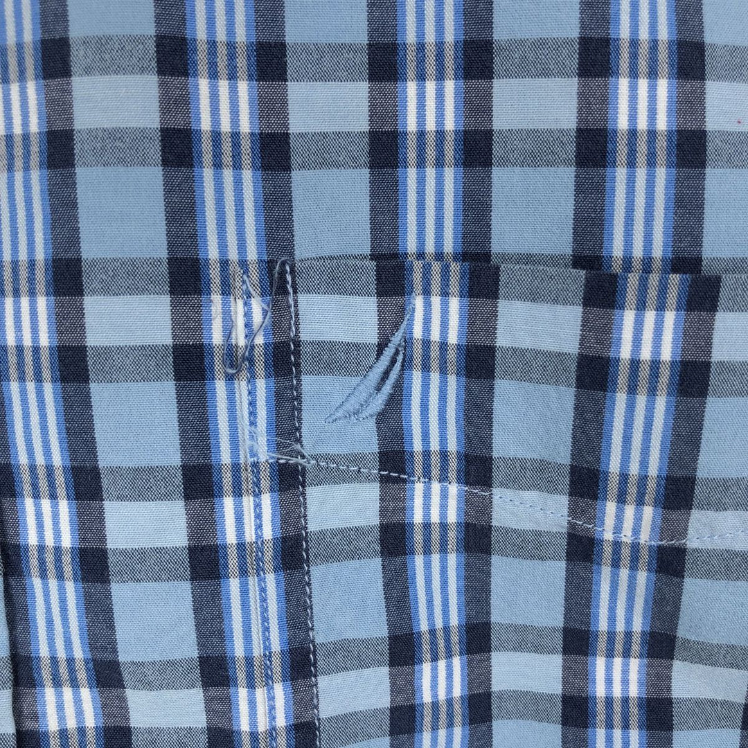 Nautica short-sleeved cotton check shirt (2000s-2019), men's size M (approx.) cotton Blue type light blue Vintage Second Hand