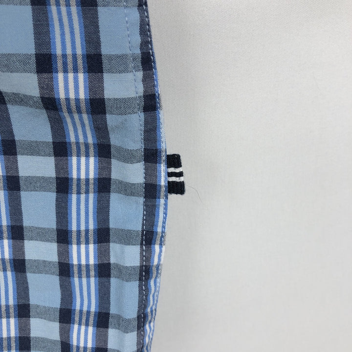 Nautica short-sleeved cotton check shirt (2000s-2019), men's size M (approx.) cotton Blue type light blue Vintage Second Hand