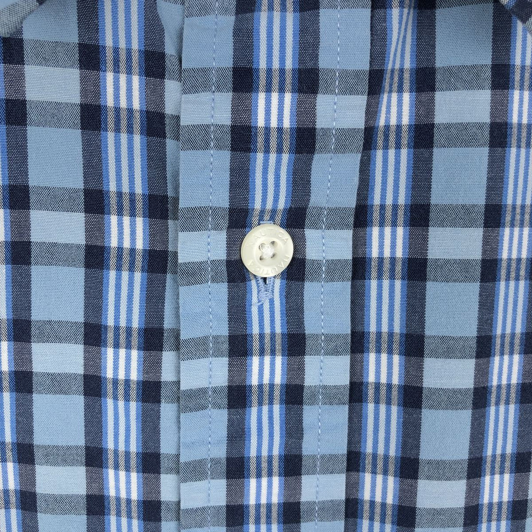 Nautica short-sleeved cotton check shirt (2000s-2019), men's size M (approx.) cotton Blue type light blue Vintage Second Hand