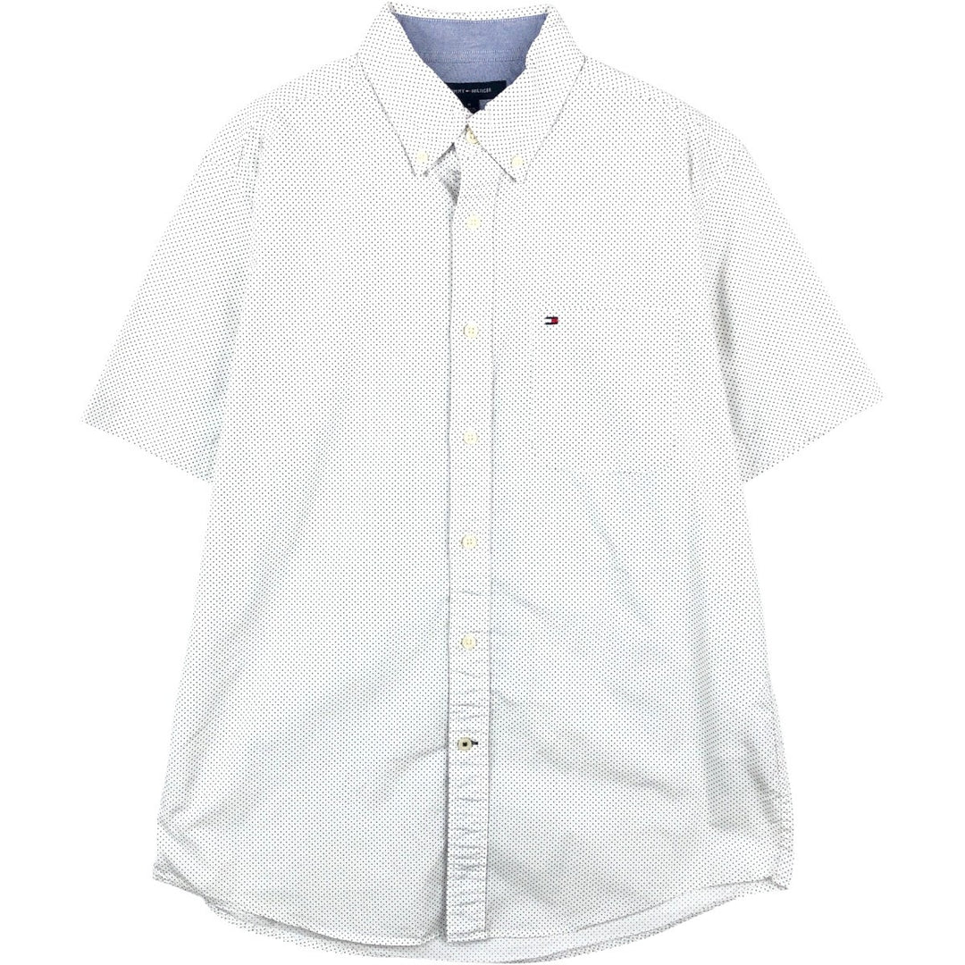 Tommy Hilfiger Classic Fit Dot Pattern Long-Sleeve Button-Down Shirt, Men's Size M (approx.) cotton white type Vintage Second Hand