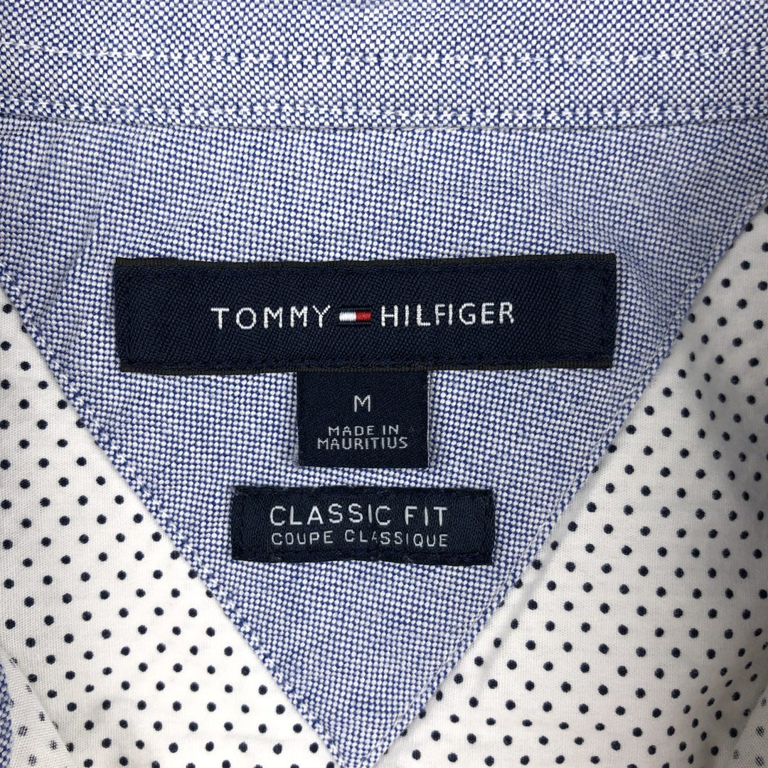 Tommy Hilfiger Classic Fit Dot Pattern Long-Sleeve Button-Down Shirt, Men's Size M (approx.) cotton white type Vintage Second Hand