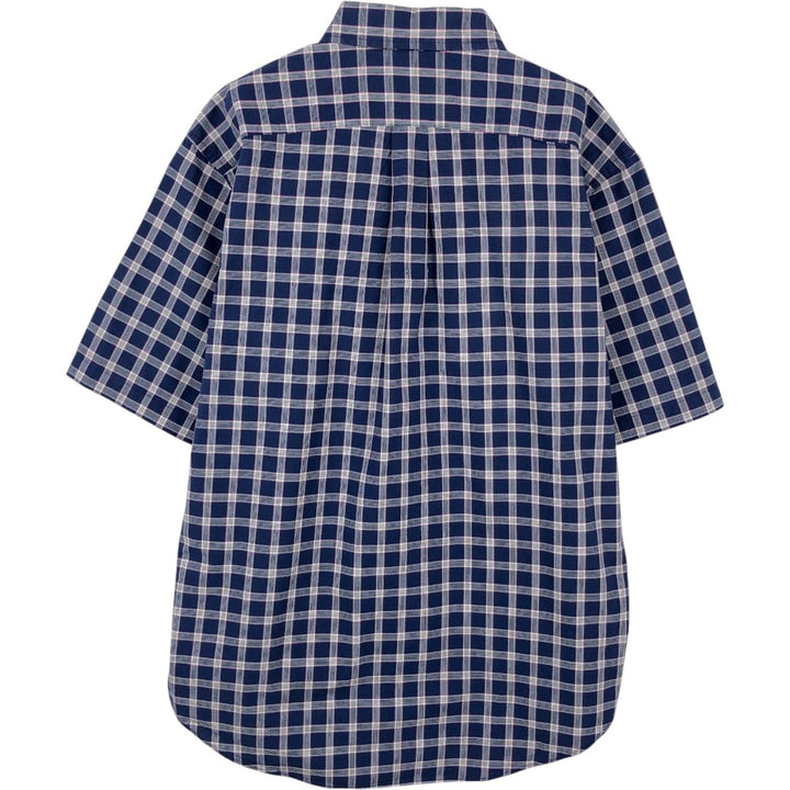 Nautica short-sleeved button-down check shirt (Men's size L, equivalent to 2000s) cotton navy blue type Vintage Second Hand