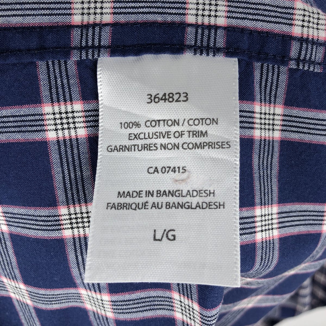 Nautica short-sleeved button-down check shirt (Men's size L, equivalent to 2000s) cotton navy blue type Vintage Second Hand