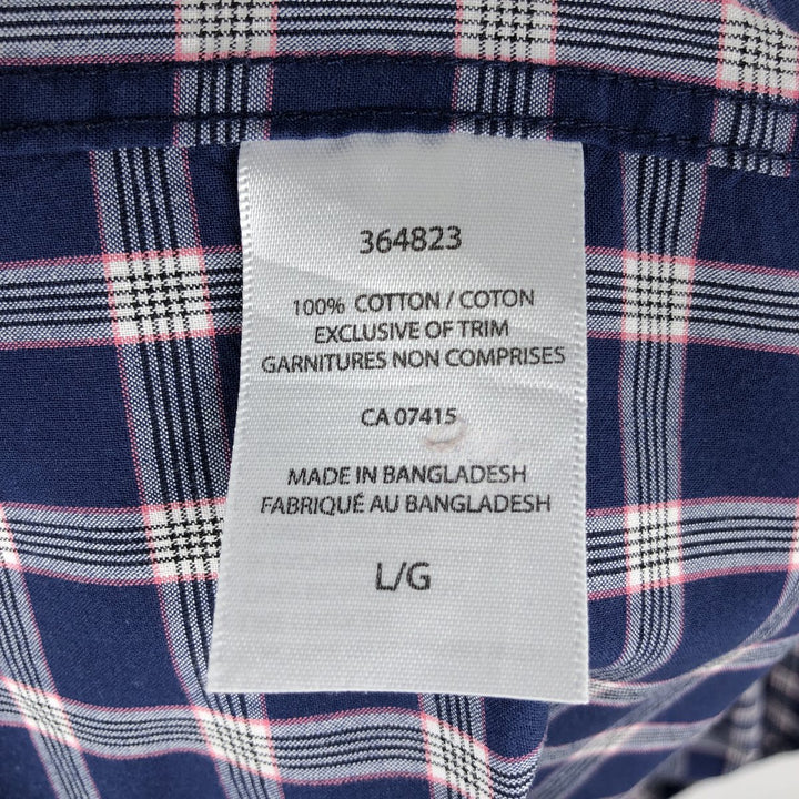 Nautica short-sleeved button-down check shirt (Men's size L, equivalent to 2000s) cotton navy blue type Vintage Second Hand