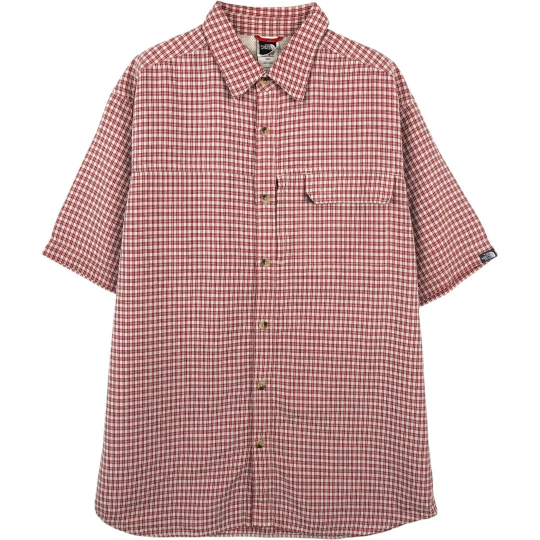 THE NORTH FACE Short Sleeve Check Shirt, Men's Size M Modal red type Vintage Second Hand