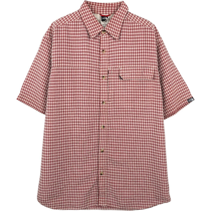 THE NORTH FACE Short Sleeve Check Shirt, Men's Size M Modal red type Vintage Second Hand