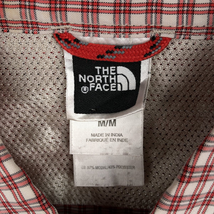 THE NORTH FACE Short Sleeve Check Shirt, Men's Size M Modal red type Vintage Second Hand