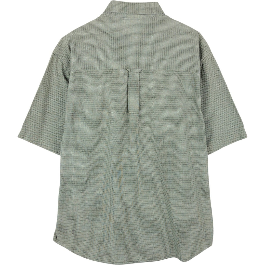 00'S Columbia Short Sleeve Button Down Check Shirt Men's XL cotton Khaki type Vintage Second Hand