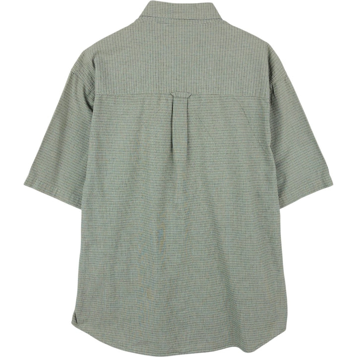 00'S Columbia Short Sleeve Button Down Check Shirt Men's XL cotton Khaki type Vintage Second Hand