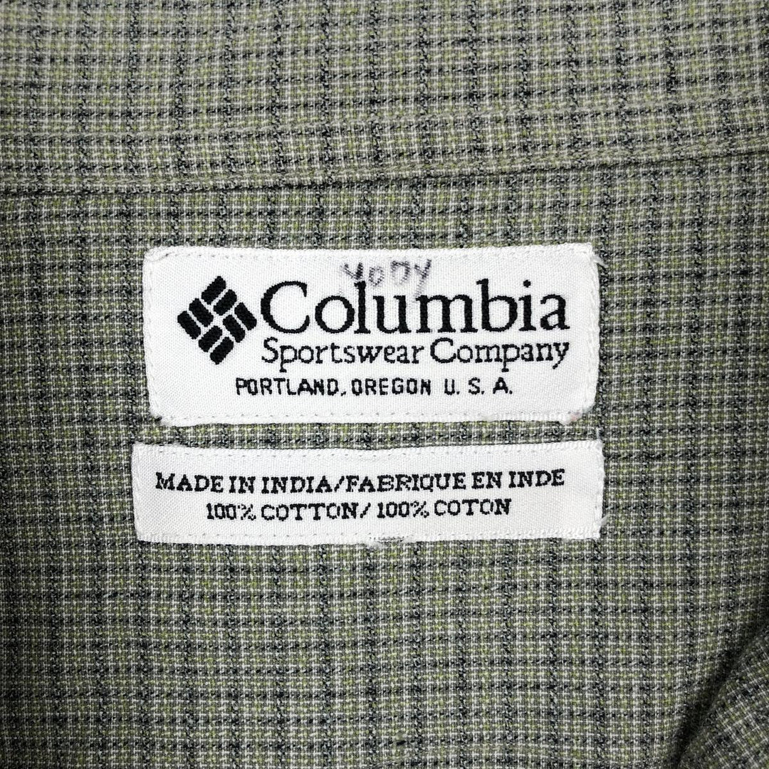 00'S Columbia Short Sleeve Button Down Check Shirt Men's XL cotton Khaki type Vintage Second Hand