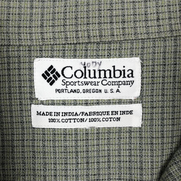 00'S Columbia Short Sleeve Button Down Check Shirt Men's XL cotton Khaki type Vintage Second Hand