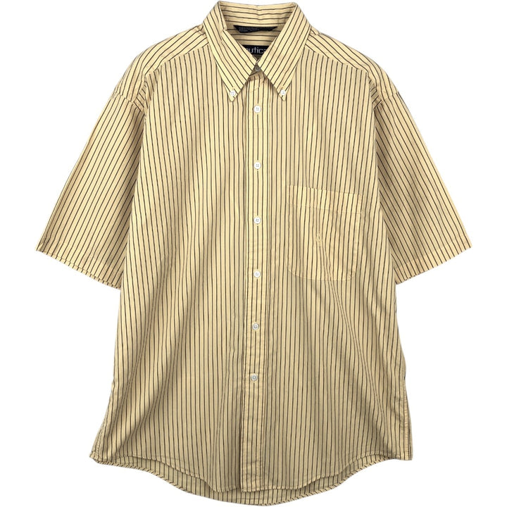 90'S Nautica Short-Sleeve Button-Down Striped Shirt, Men's Size M (Equivalent), Vintage cotton yellow type Vintage Second Hand