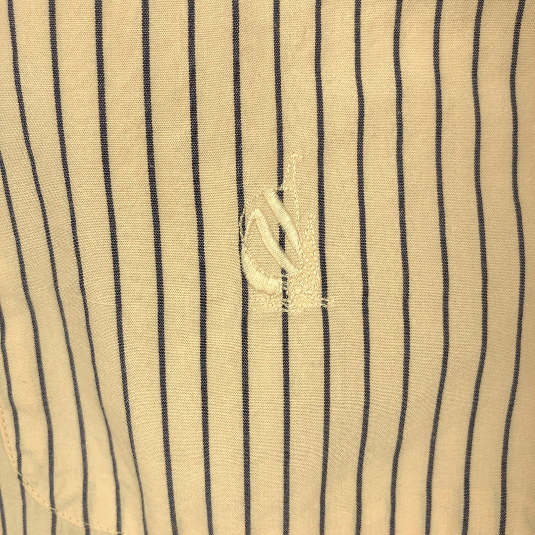 90'S Nautica Short-Sleeve Button-Down Striped Shirt, Men's Size M (Equivalent), Vintage cotton yellow type Vintage Second Hand